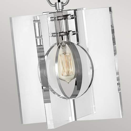 Sospensione Contemporanea Ludlow Acciaio Nichel Lucido Acrilico 1 Luce E27 QN-LUDLOW-1P-PN
