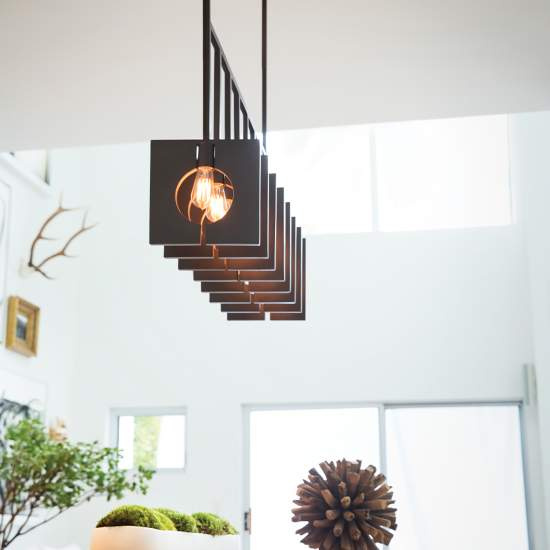 Lampadario Contemporaneo Ludlow Acciaio Grafite Spazzolata 8 Luci E27 QN-LUDLOW8-GR
