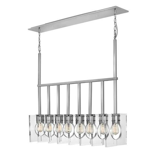 Lampadario Contemporaneo Ludlow Acciaio Nichel Lucido Acrilico 8 Luci E27 QN-LUDLOW8-PN