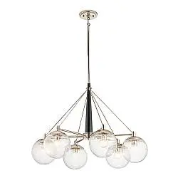 Lampadario Contemporaneo Marilyn Acciaio Nichel Lucido Vetro 6 Luci E27