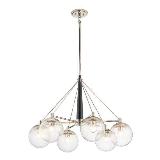 Lampadario Contemporaneo Marilyn Acciaio Nichel Lucido Vetro 6 Luci E27 QN-MARILYN6