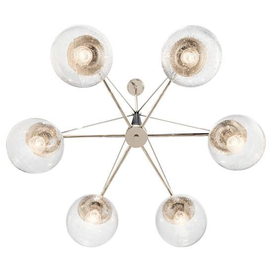 Lampadario Contemporaneo Marilyn Acciaio Nichel Lucido Vetro 6 Luci E27 QN-MARILYN6