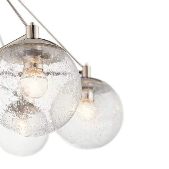 Lampadario Contemporaneo Marilyn Acciaio Nichel Lucido Vetro 6 Luci E27 QN-MARILYN6