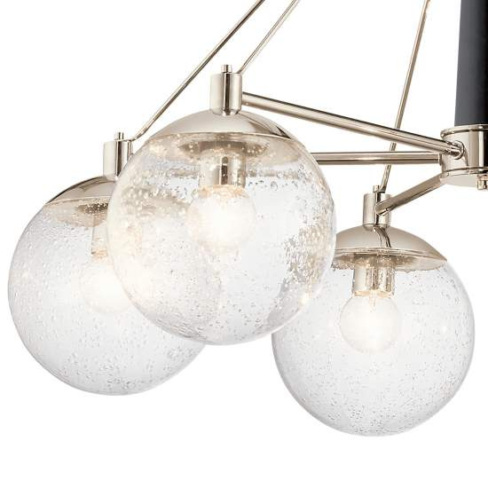 Lampadario Contemporaneo Marilyn Acciaio Nichel Lucido Vetro 6 Luci E27 QN-MARILYN6