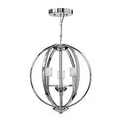 Lampadario Industrial Nordico Mondo Acciaio Cromo Lucido Vetro 3 Luci G9 3 Led