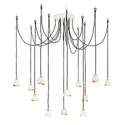 Lampadario Industrial Nordico Nula Acciaio 12 Luci E14