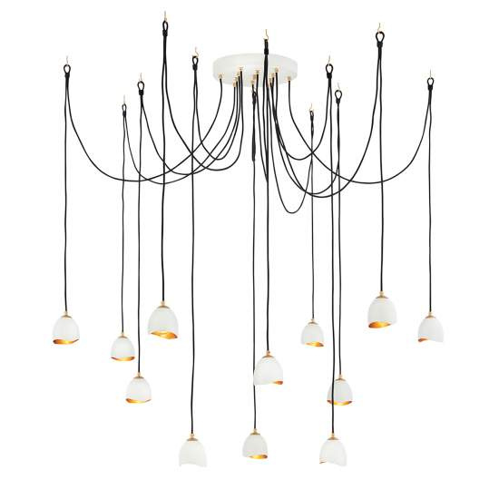 Lampadario Industrial Nordico Nula Acciaio 12 Luci E14 QN-NULA-12P