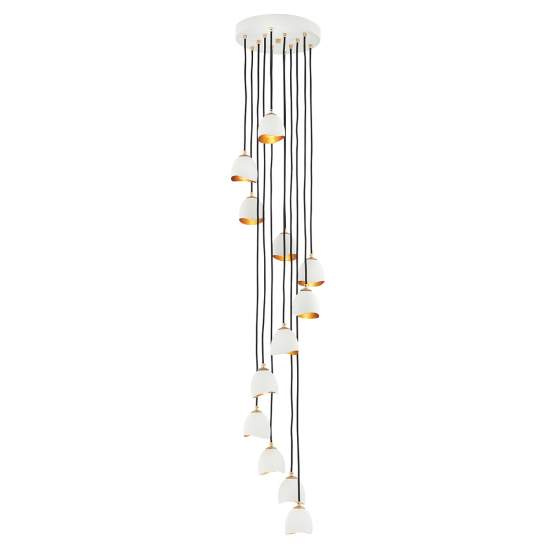 Lampadario Industrial Nordico Nula Acciaio 12 Luci E14 QN-NULA-12P