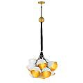 Lampadario Industrial Nordico Nula Acciaio 15 Luci E14 QN-NULA-15P