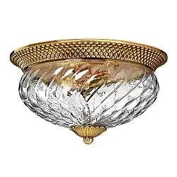 Plafoniera Contemporanea Plantation Ottone Bronzo Brunito Vetro 3 Luci E27