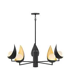 Lampadario Contemporaneo Ren Acciaio Nero Opaco Oro 5 Luci G9 3 Led
