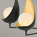 Lampadario Contemporaneo Ren Acciaio Nero Opaco Oro 5 Luci G9 3 Led QN-REN5