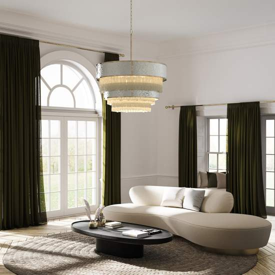 Lampadario Contemporaneo Reverie Acciaio Oro Champagne 12 Luci E14 QN-REVERIE-12P-CPG