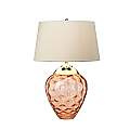 Lampada Da Scrivania Contemporanea Samara Acciaio Nichel Vetro Salmone Luce E27 QN-SAMARA-TL-SLM