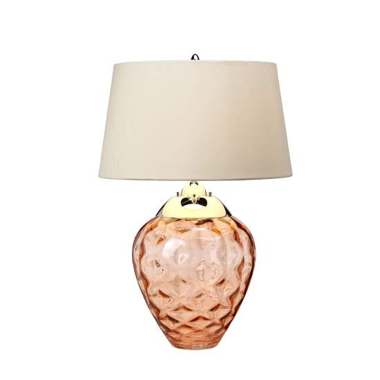 Lampada Da Scrivania Contemporanea Samara Acciaio Nichel Vetro Salmone Luce E27 QN-SAMARA-TL-SLM