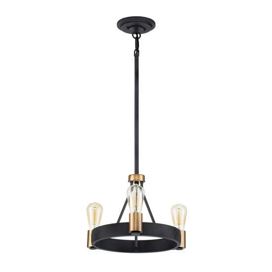 Lampadario Industrial Nordico Silas Acciaio Zinco Antico Ottone 3 Luci E27 QN-SILAS-3P-DZ