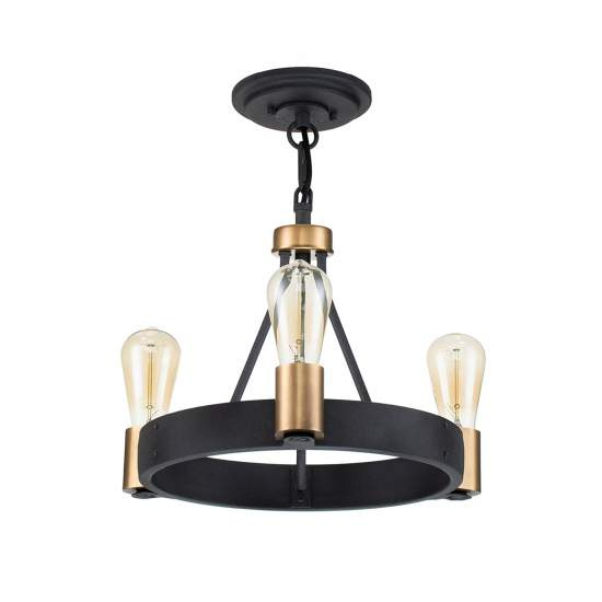 Lampadario Industrial Nordico Silas Acciaio Zinco Antico Ottone 3 Luci E27 QN-SILAS-3P-DZ