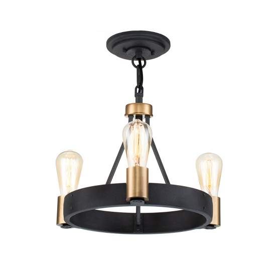 Lampadario Industrial Nordico Silas Acciaio Zinco Antico Ottone 3 Luci E27 QN-SILAS-3P-DZ