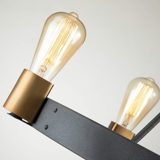 Lampadario Industrial Nordico Silas Acciaio Zinco Antico Ottone 4 Luci E27 QN-SILAS-4P-DZ
