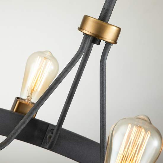 Lampadario Industrial Nordico Silas Acciaio Zinco Antico Ottone 4 Luci E27 QN-SILAS-4P-DZ