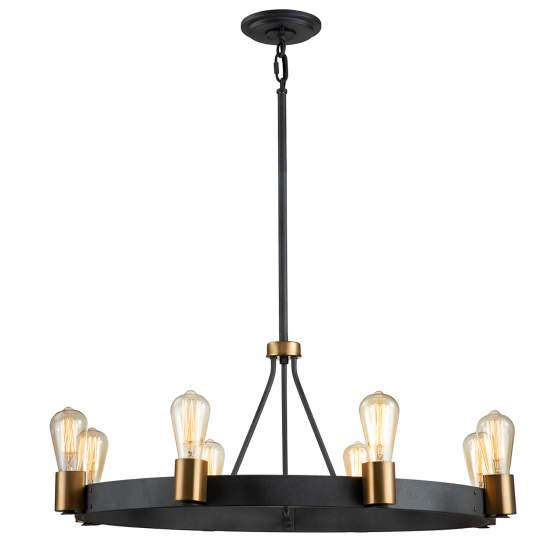 Lampadario Industrial Nordico Silas Acciaio Zinco Antico Ottone 8 Luci E27 QN-SILAS-8P-DZ