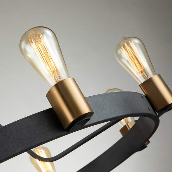 Lampadario Industrial Nordico Silas Acciaio Zinco Antico Ottone 8 Luci E27 QN-SILAS-8P-DZ