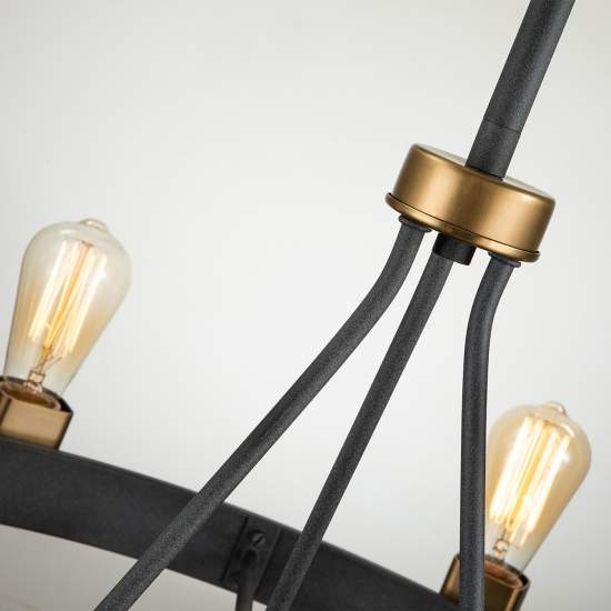 Lampadario Industrial Nordico Silas Acciaio Zinco Antico Ottone 8 Luci E27 QN-SILAS-8P-DZ