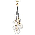 Lampadario Industrial Nordico Skye Acciaio Ottone Antico 6 Luci E27 QN-SKYE-6P