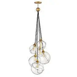Lampadario Industrial Nordico Skye Acciaio Ottone Antico 6 Luci E27