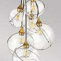 Lampadario Industrial Nordico Skye Acciaio Ottone Antico 6 Luci E27 QN-SKYE-6P