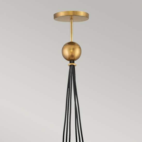 Lampadario Industrial Nordico Skye Acciaio Ottone Antico 6 Luci E27 QN-SKYE-6P