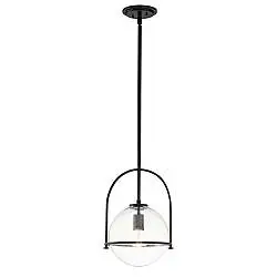 Sospensione Industrial Nordica Somerset Acciaio Nero Vetro 1 Luce E27