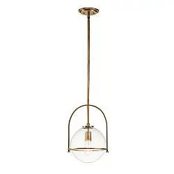 Sospensione Industrial Nordica Somerset Acciaio Ottone Antico Vetro 1 Luce E27