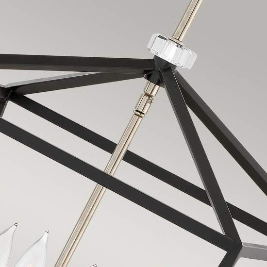 Lampadario Industrial Nordico Stinson Acciaio Nero Nichel Lucido 4 Luci E14 QN-STINSON-4P-L-BK