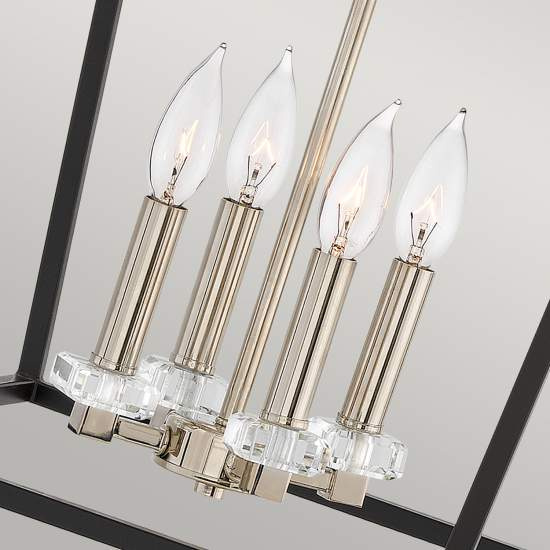 Lampadario Industrial Nordico Stinson Acciaio Nero Nichel Lucido 4 Luci E14 QN-STINSON-4P-L-BK