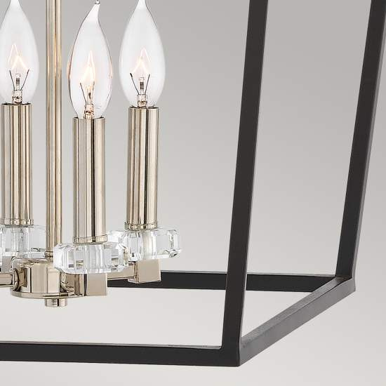 Lampadario Industrial Nordico Stinson Acciaio Nero Nichel Lucido 4 Luci E14 QN-STINSON-4P-L-BK