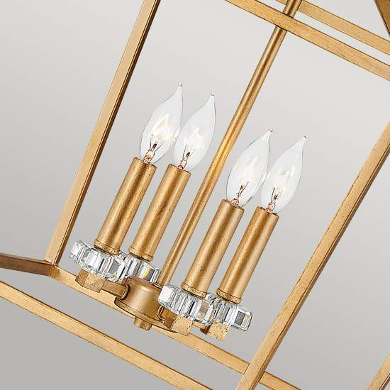 Lampadario Industrial Nordico Stinson Acciaio Ottone Antico Grande 4 Luci E14 QN-STINSON-4P-L-DBR