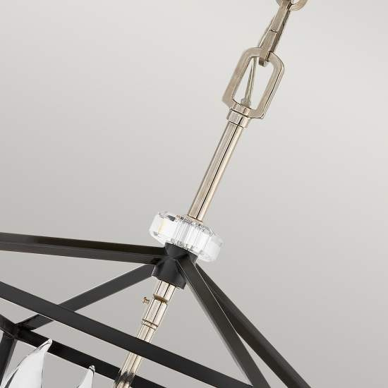 Lampadario Industrial Nordico Stinson Acciaio Nero E Nichel Lucido 4 Luci E14 QN-STINSON-4P-M-BK