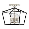 Lampadario Industrial Nordico Stinson Acciaio Nero E Nichel Lucido 4 Luci E14 QN-STINSON-4P-M-BK
