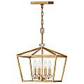 Lampadario Industrial Nordico Stinson Acciaio Ottone Antico Piccolo 4 Luci E14 QN-STINSON-4P-M-DBR