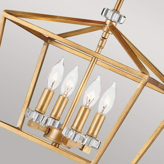 Lampadario Industrial Nordico Stinson Acciaio Ottone Antico Piccolo 4 Luci E14 QN-STINSON-4P-M-DBR