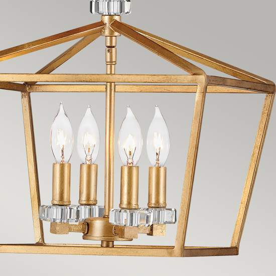 Lampadario Industrial Nordico Stinson Acciaio Ottone Antico Piccolo 4 Luci E14 QN-STINSON-4P-M-DBR