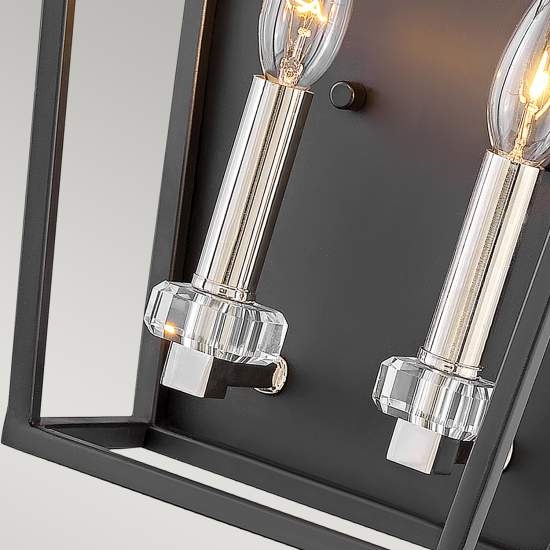 Applique Industrial Nordico Stinson Acciaio Nero E Nichel Lucido 2 Luci E14 QN-STINSON2-BK