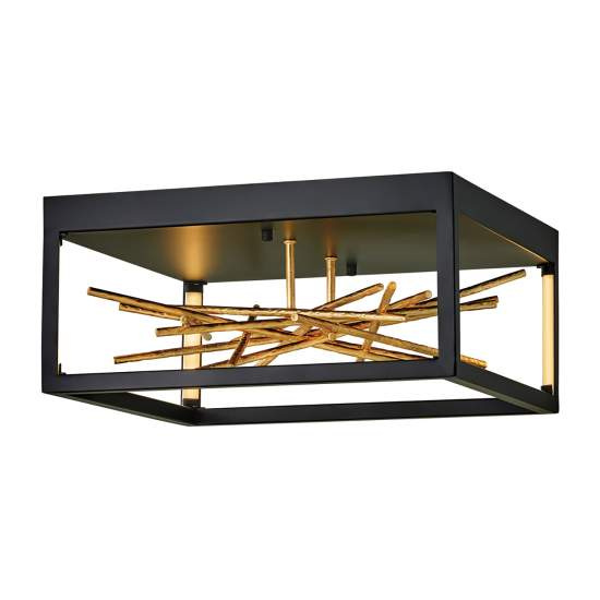 Plafoniera Industrial Nordica Styx Acciaio Nero Oro Led Integrato 8W 3000K 931Lm QN-STYX-LED-F-BG