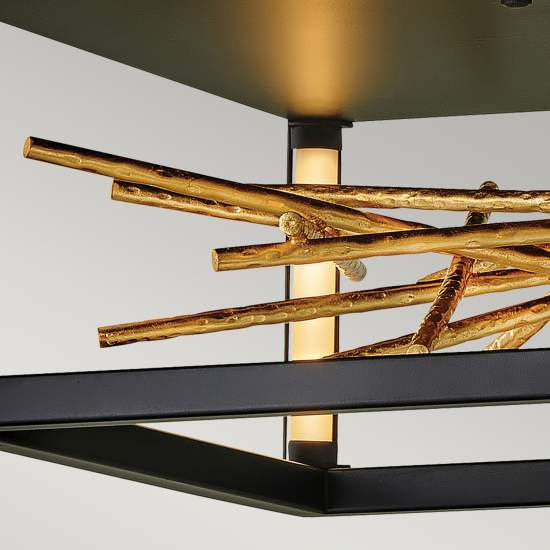 Plafoniera Industrial Nordica Styx Acciaio Nero Oro Led Integrato 8W 3000K 931Lm QN-STYX-LED-F-BG