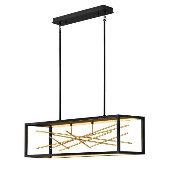 Lampadario Industrial Nordico Styx Acciaio Nero Oro Led Integrato 55W 3000K QN-STYX-LED-ISLE-BG