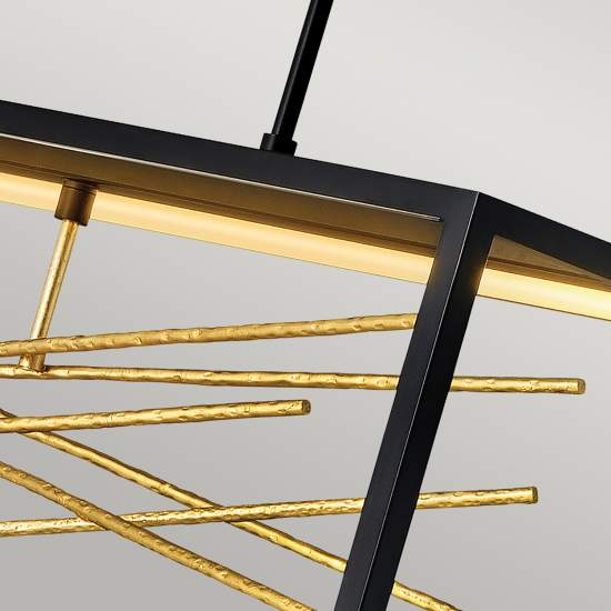 Lampadario Industrial Nordico Styx Acciaio Nero Oro Led Integrato 55W 3000K QN-STYX-LED-ISLE-BG
