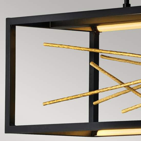 Lampadario Industrial Nordico Styx Acciaio Nero Oro Led Integrato 55W 3000K QN-STYX-LED-ISLE-BG