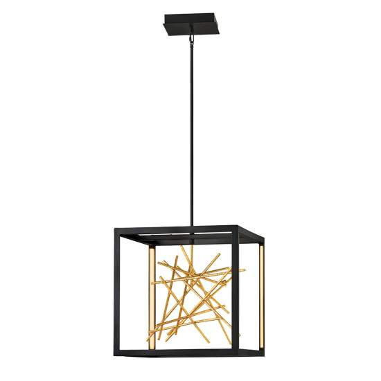 Lampadario Industrial Nordico Styx Acciaio Nero Oro Led Integrato 48W 3000K QN-STYX-LED-P-BG