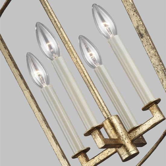 Lampadario Industrial Nordico Thayer Acciaio Doratura Anticata 4 Luci E14 QN-THAYER-4P-ADB
